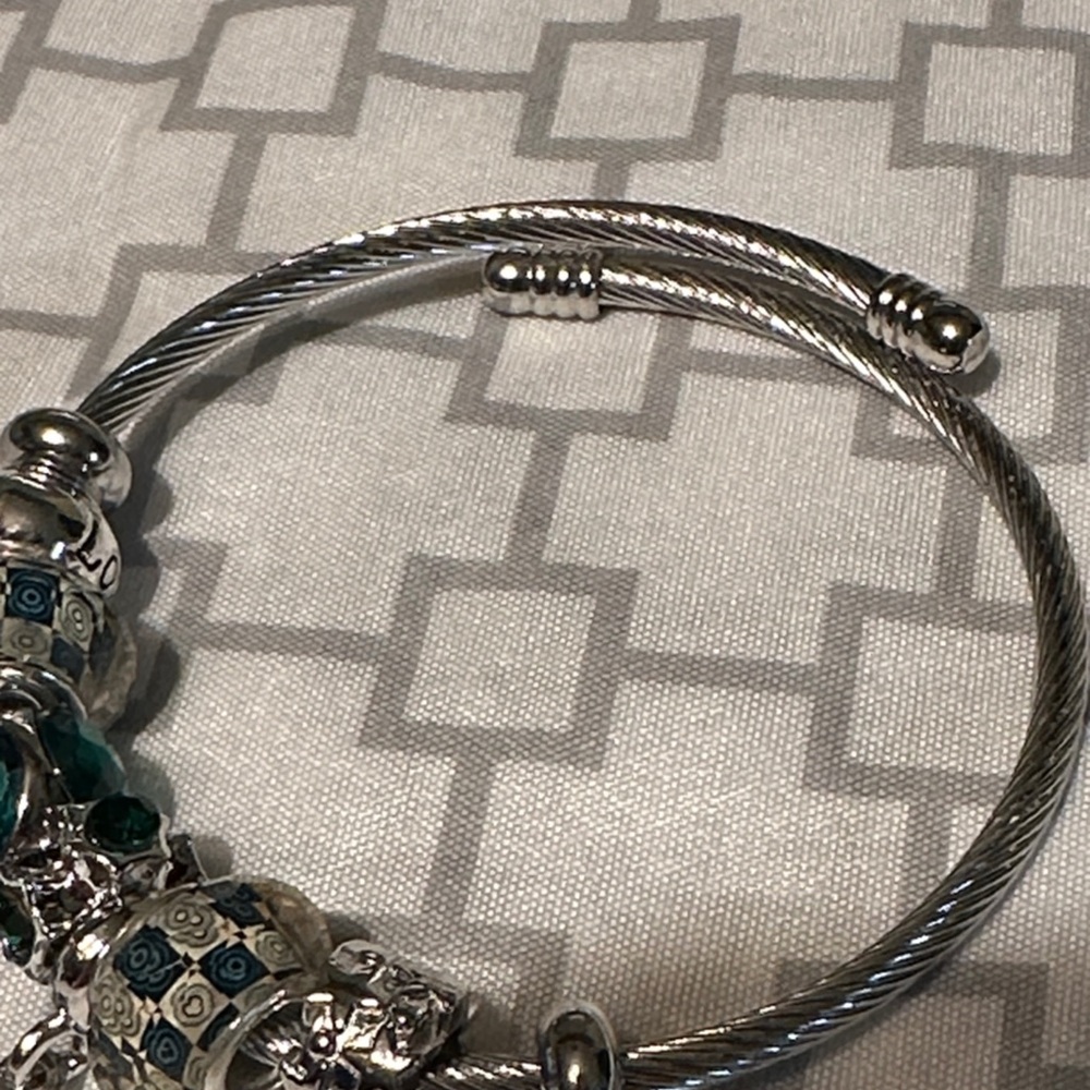 Chic Silver and Green Charm Bracelet - Picture 6 of 7